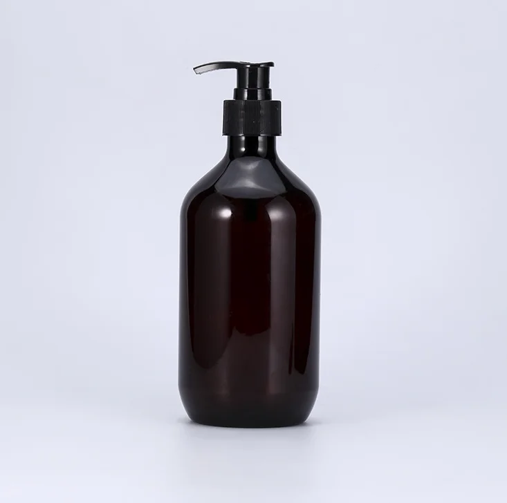 Long Neck 100ml 200ml 500ml Amber PET Plastic Pump Bottles for Shampoo Lotion Face Masks Skin Care Serum