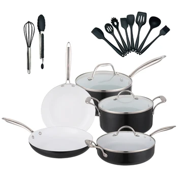 Hot Selling tava  Cookware Set Aluminum Kitchenware Set with Glass Lid Non-Stick Ceramic Coating with Stainless Steel Handle