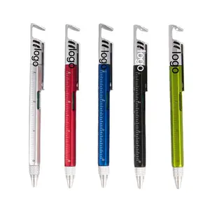 P4807 Custom Ballpoint Pen High Quality 1.0mm Plastic Ballpoint Pens Level Scale  Phone Holder Office Custom Ball Pen