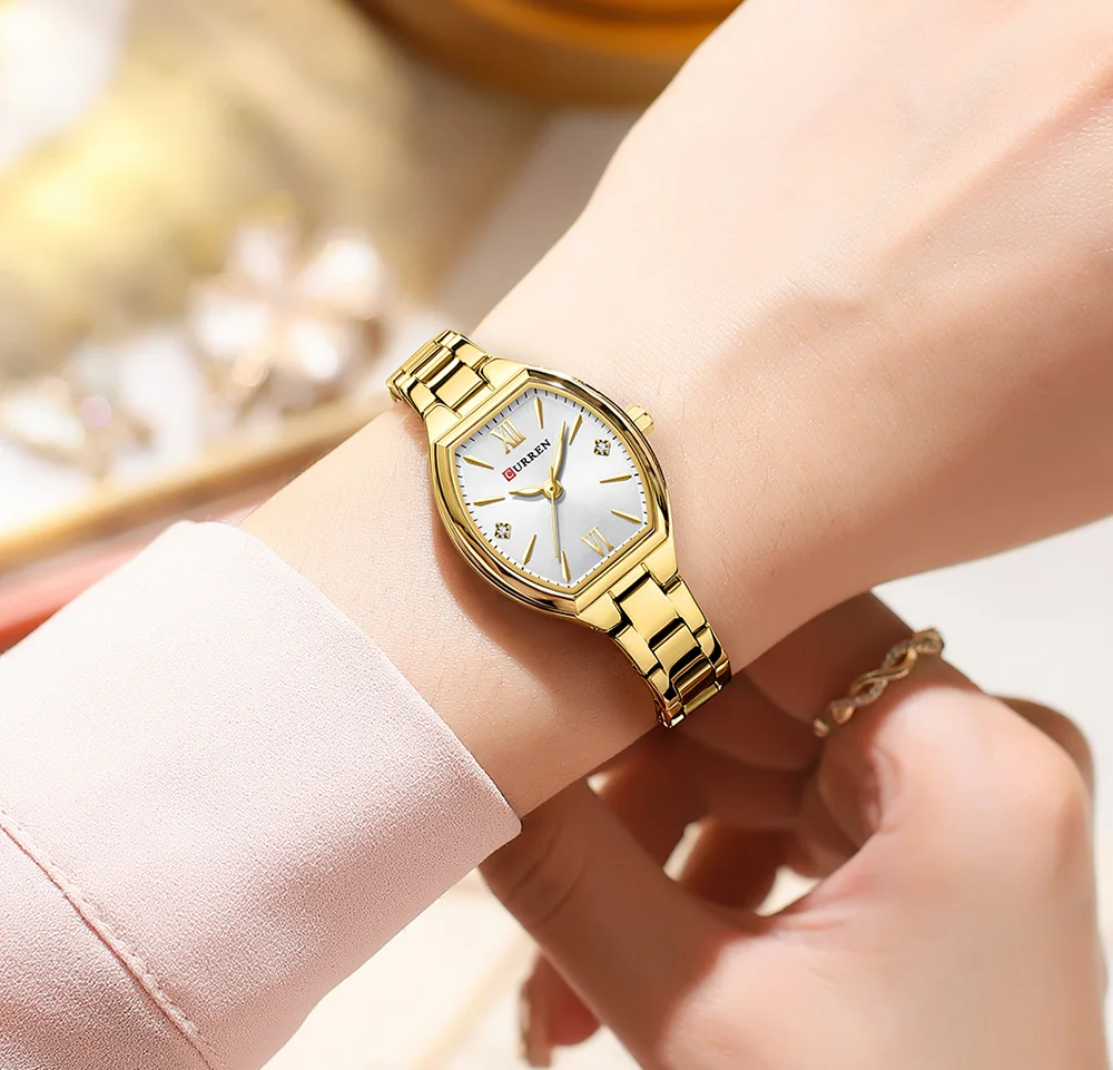 CURREN 9112 Women's Watches Luxury Tonneau Original Top Brand Quartz Watch Waterproof Luminous Hands Femme Wristwatch for Ladies