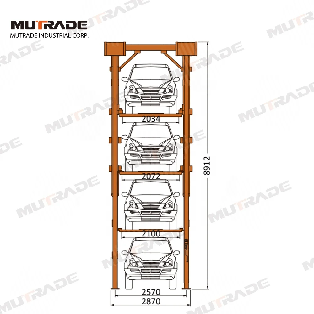 Four Post 4 Levels Quad Car Garage Hydraulic Triple Car Stacker Parking Lift