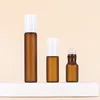 Matte amber bottle + Glass roller ball + Plastic white cap