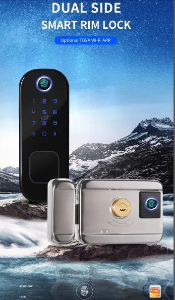 Dual Side Fingerprint Security Smart Lock Tuya App WiFi Keyless Access for Smart Home Gate Door Lock