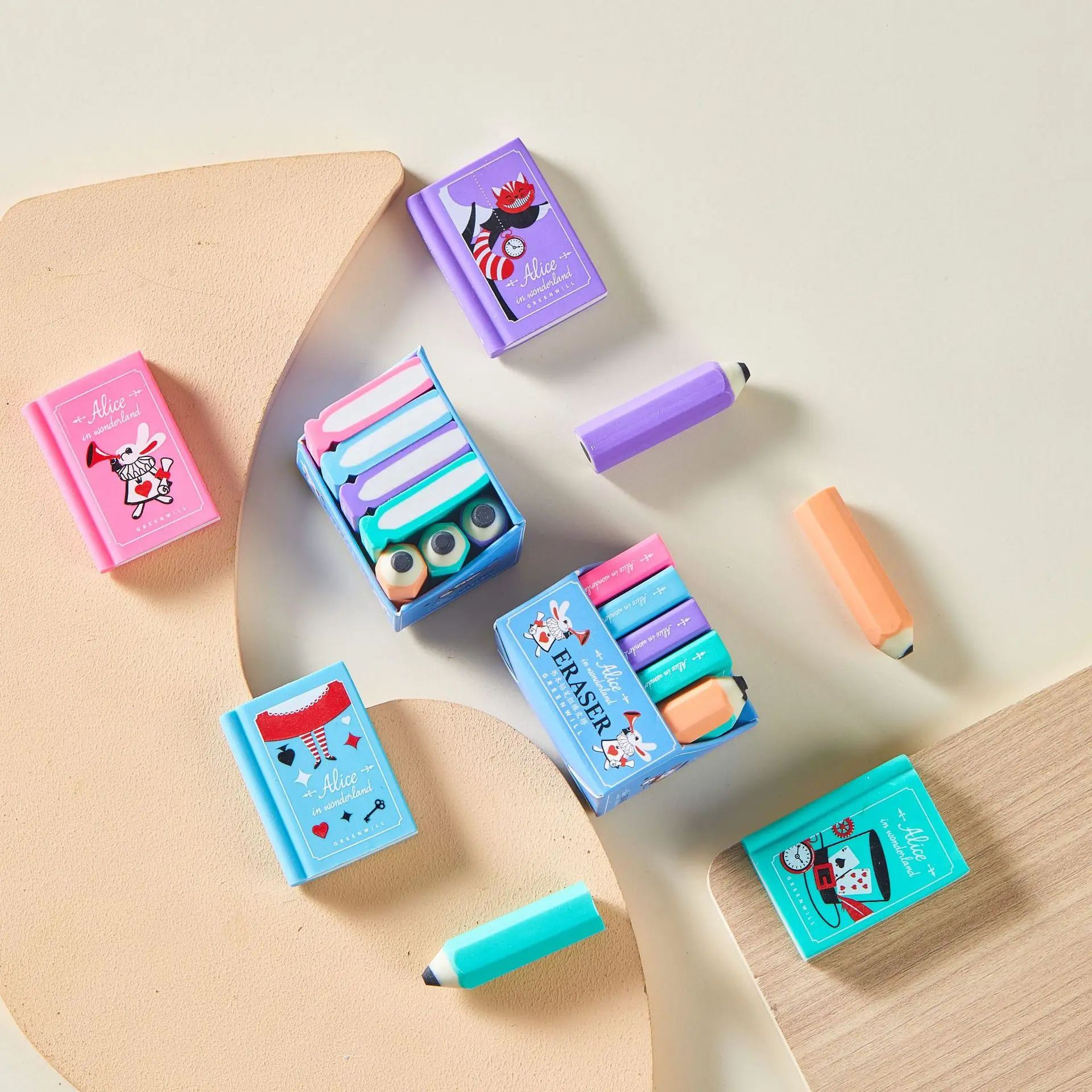 Набор из 7 предметов школьный ластик в форме книги и карандаша 3D резиновый офисный