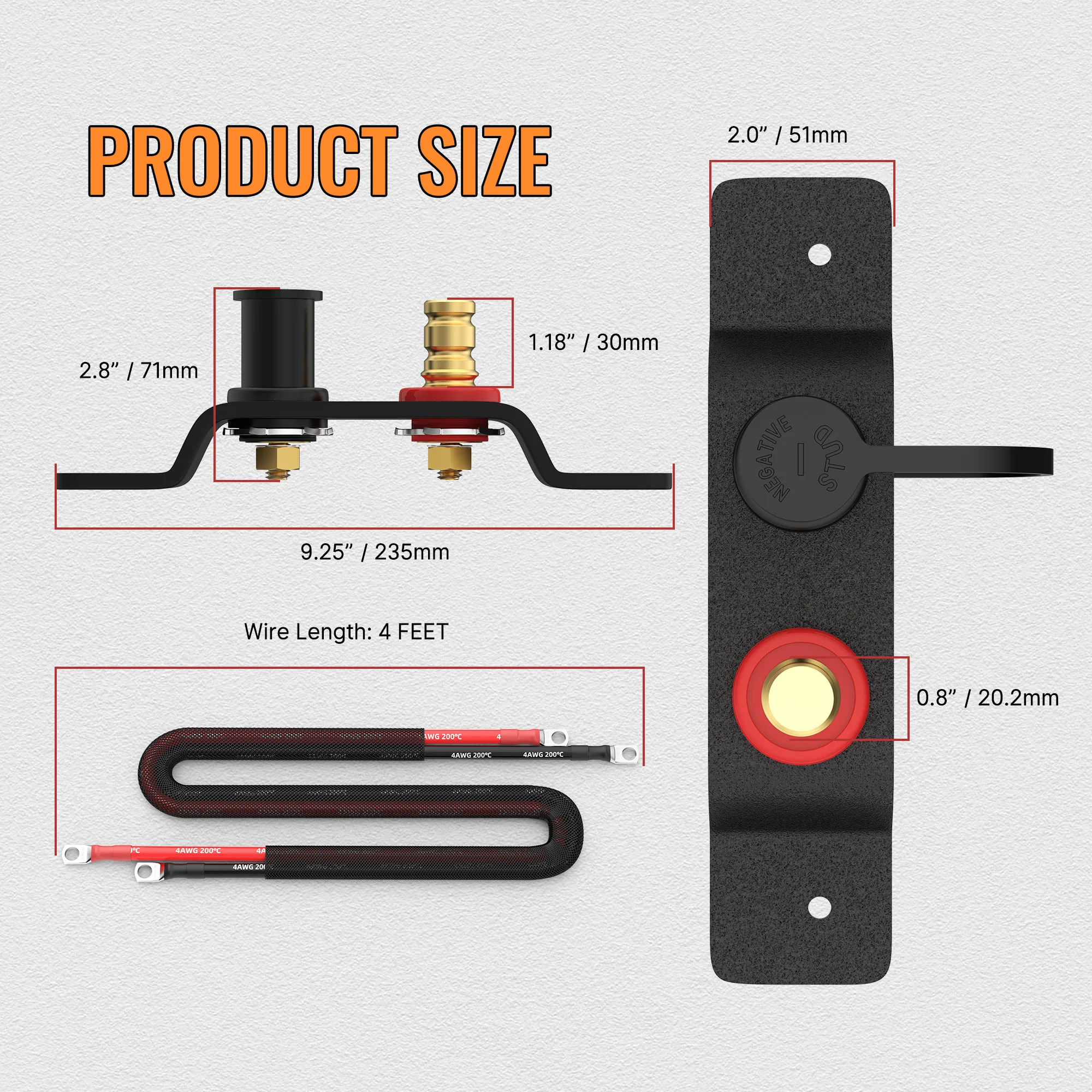 Remote Battery Terminal Relocation Kit W/ Jump Post Cable For Can-Am Maverick X3 Front Mount