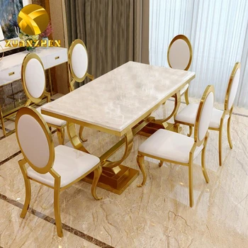 Foshan, China Stainless Steel + Carbon Rock Plate Table and Chairs Dining  Furniture - China New Style Table, Hot Sale Table