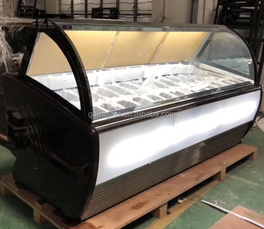 Economic Type Ice Cream Gelato Showcase Display Freezer With 24 Pans