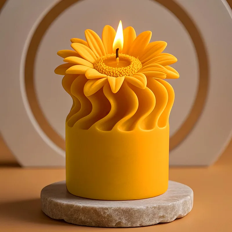 Silikon-Form für sonnenblumenförmige Duftkerzen, neu, DIY-Kuchenwerkzeug für die Herstellung blumenförmiger Duftkerzen als Geschenk für Lehrkräfte