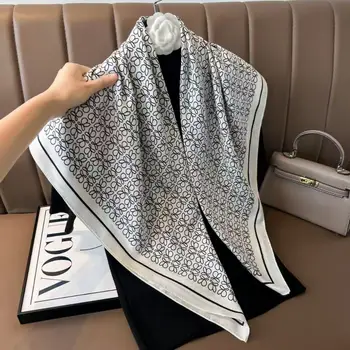 2025 Luxury Women's Imitation Silk Scarf and 90 Square Shawl New Arrival Textile & Fabric Crafts