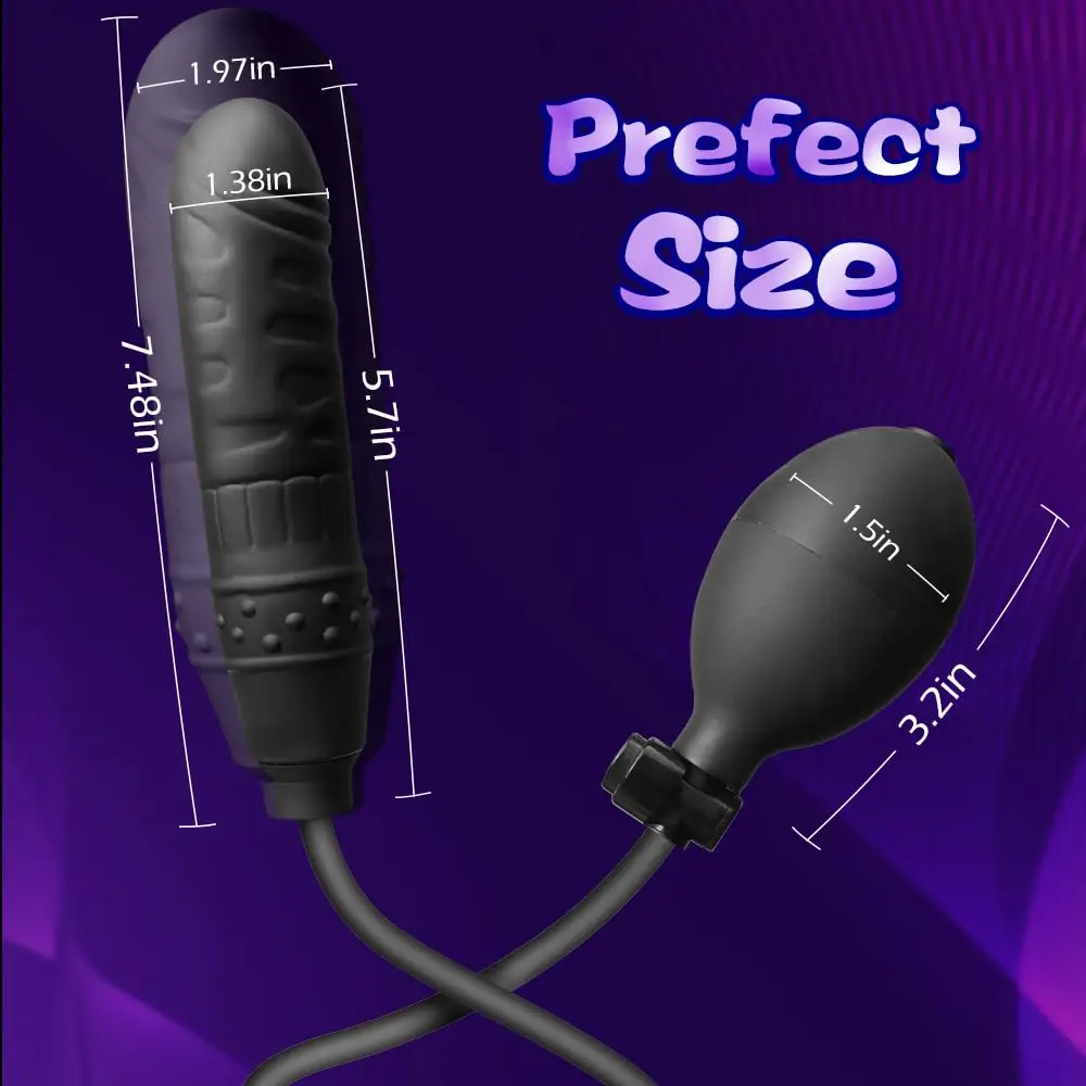2 in 1 Resizable Enema Anal Sex Toy Silicone Inflatable Realistic Dildo Anal Pulg Expand Butt Plug with Balloon Pump
