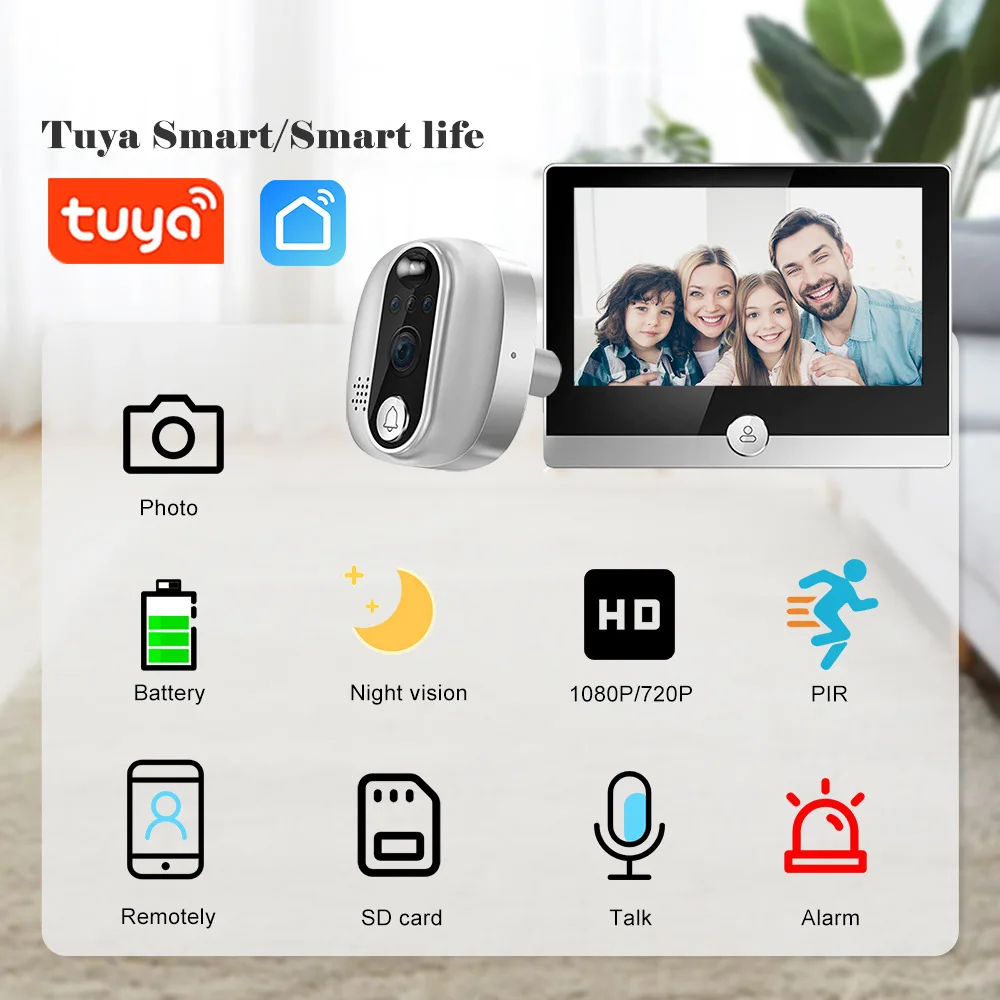 Two-way Intercom Digital Door Camera Wide Angle Lens 2mp 1080P Security ...