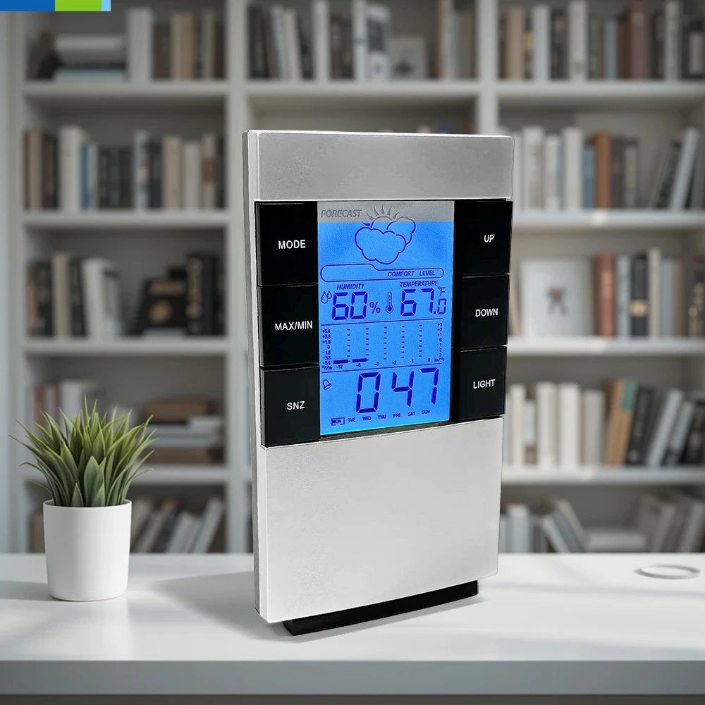 Colorful LED Back Light Weather Forecast Clock 12 Hour Thermometer Trend Silica Gel Alarm Wall Clock Home Decor Smart Speaker