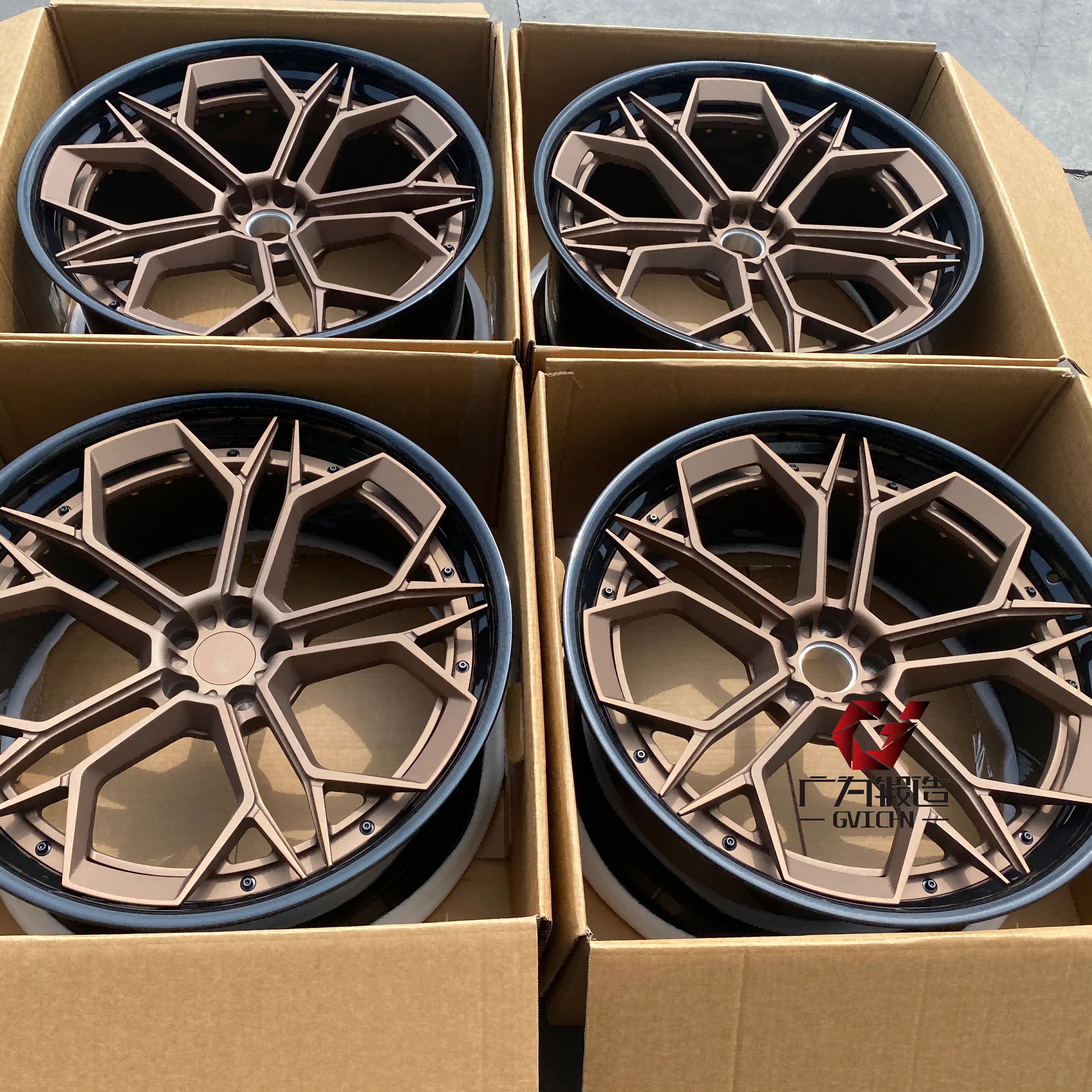 GVICHN Custom 18 19 20 21 22inch Rim 5x112 5x114.3 5x120 6061 T6 Aluminum Alloy Two Piece Forged Racing Passenger Car Wheels