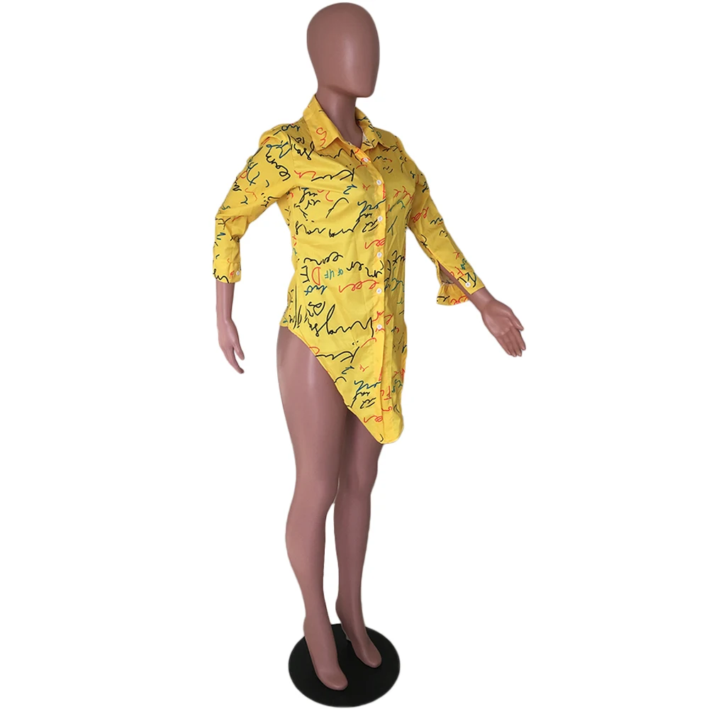 Женская модная блузка A1139 с длинным рукавом и принтом