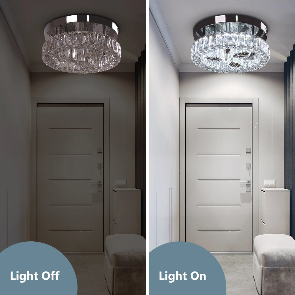 Modern Round Leaf LED Crystal Ceiling Light Flush Mount Chandelier ...