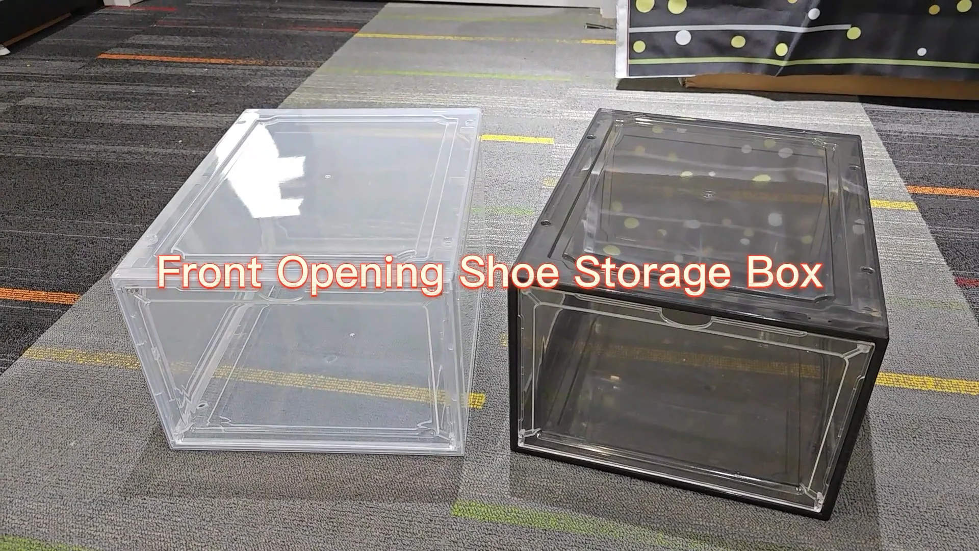 Clear Plastic Stackable Shoes Organizer With Magnetic Front Door Shoe 