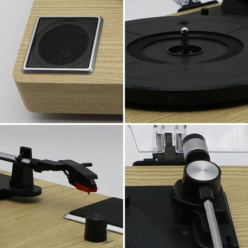 High Sound Quality Wooden Desktop Integrated Vinyl Record Built-in Stereo Gramophone Turntable Player