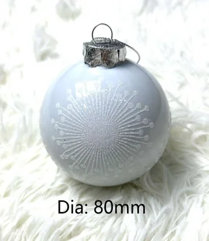 6pcs 80mm Ball   Christmas Glass Ornaments Decorative Hanging Christmas Ornaments Bauble Set with Glitter Snowflake Pattern
