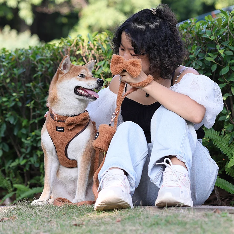 Wholesale Custom Sherpa Pet Accessories Dog Collar Outdoor Portable Durable Lamb Fleece Luxury