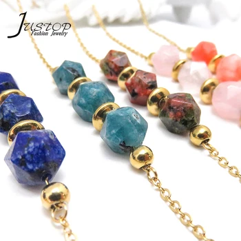 Natural Stone Necklace Jewelry Stainless Steel Women Accessories Long Necklaces Gold Jewelry 18K Plated Chain Necklace