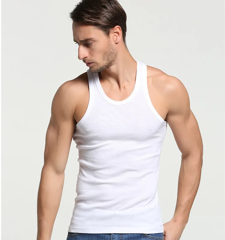 Men's Rib Tank Top in White