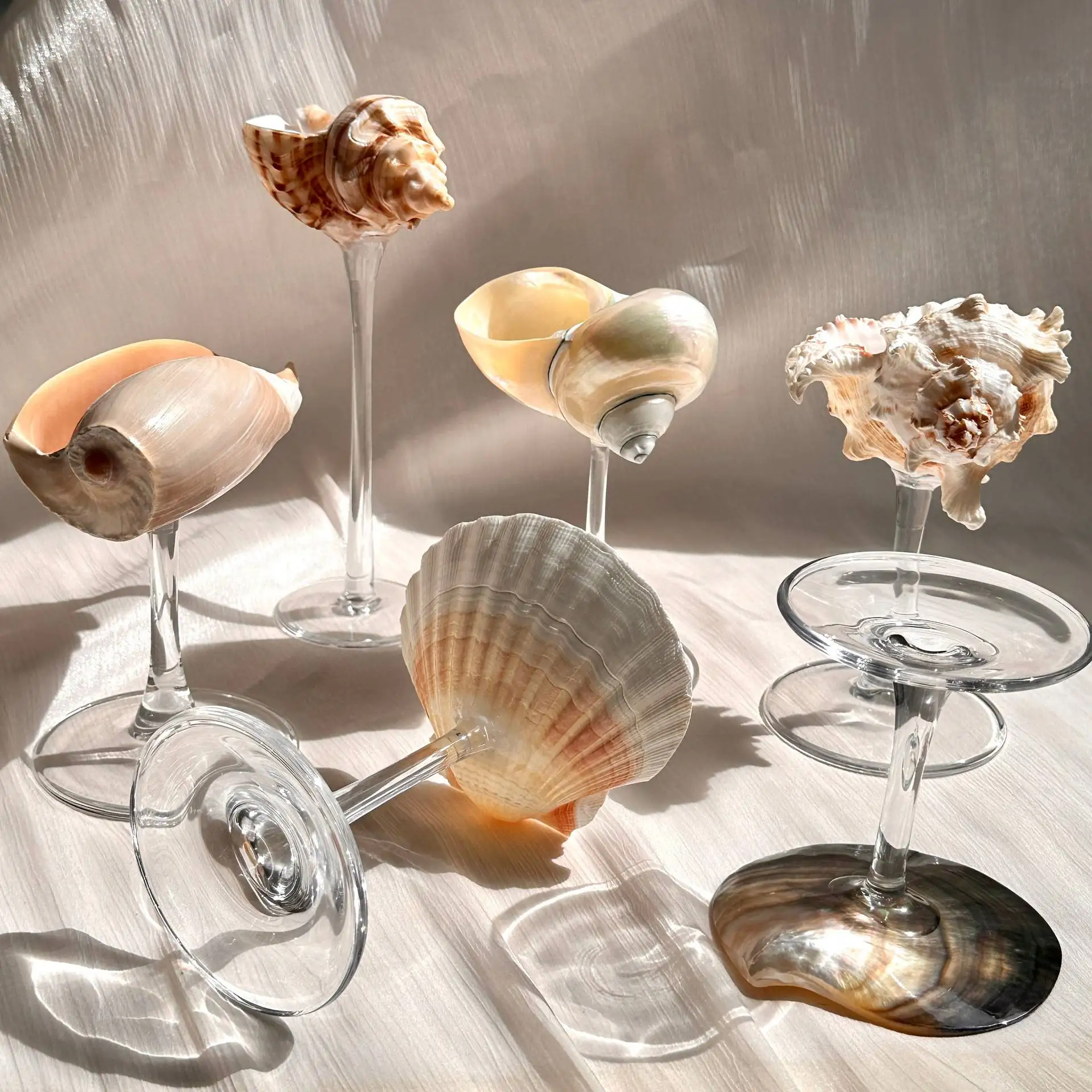 Seashell Cup Conch Shell Wine Glass Martini Glasses Goblet Cocktail Glass Drinkware Drinking Stemware for Birthday Wedding Beach