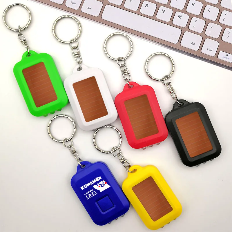2021new Custom Logo Print 3 Lamps Solar Led Light Keychains Or Key Ring