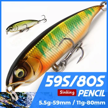 Long Cast Slow Sinking Pencil Lure, Walk the Dog Bionic Fishing Bait, 5.5g / 11g for Topmouth Culter Bass Fishing Tackle – Pencil – view 2