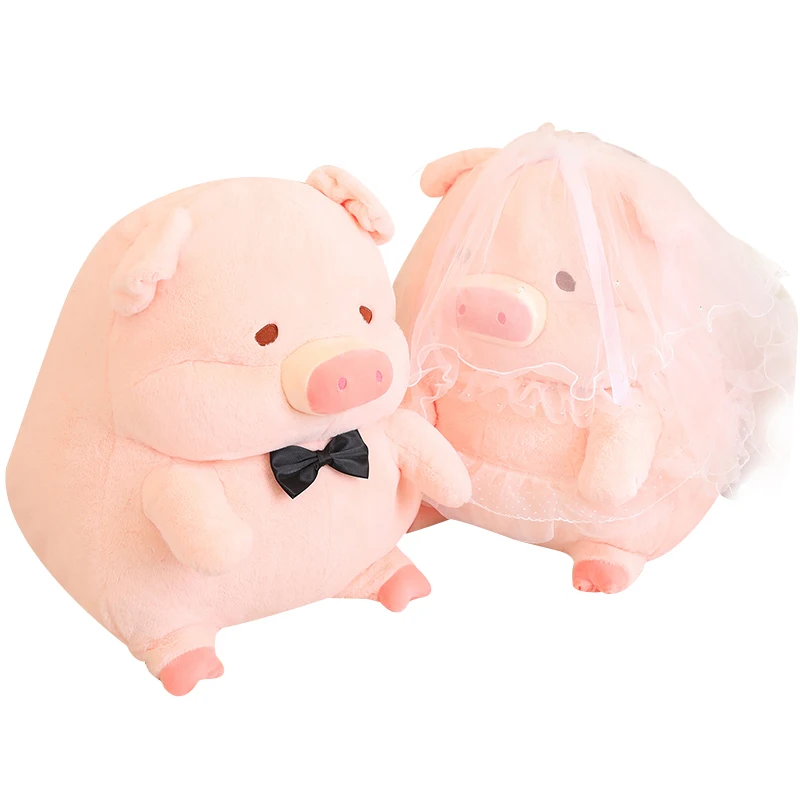 Wholesale Soft Couple Pig Stuffed Animal Wedding Crown Piggy Plush Toy Birthday Gift Sweet Power Pig Couple-777085