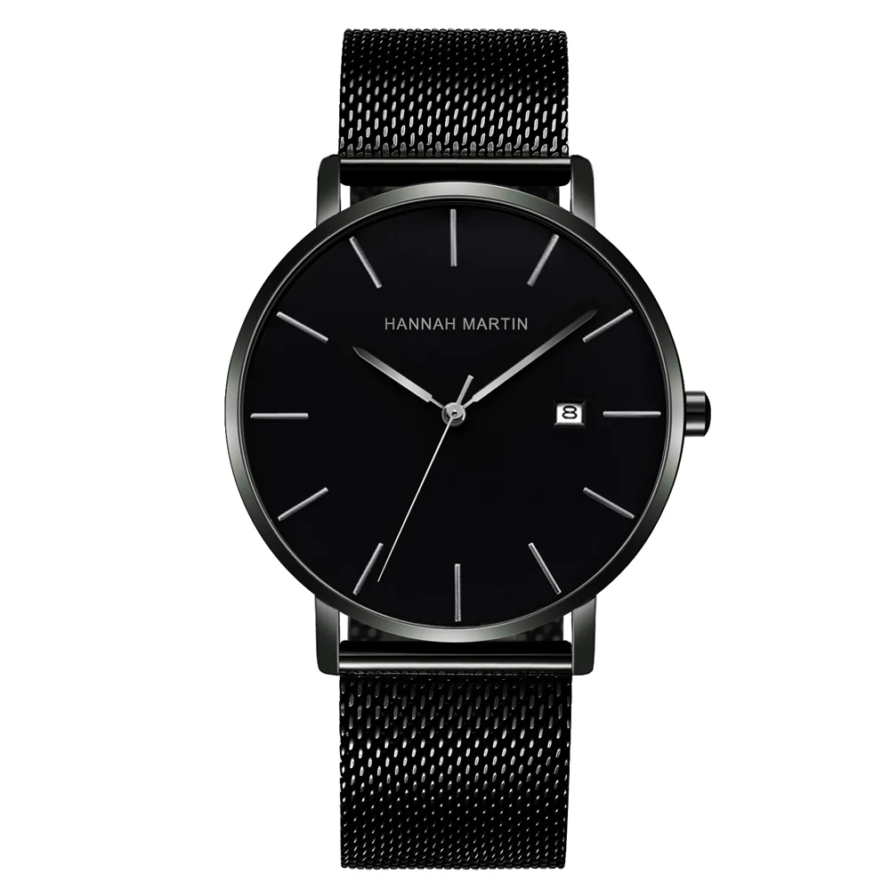 Hannah martin 151 New Arrival Gift Men Clock Buy Mesh Band Waterproof classical Analog Display Simple Business wrist watch