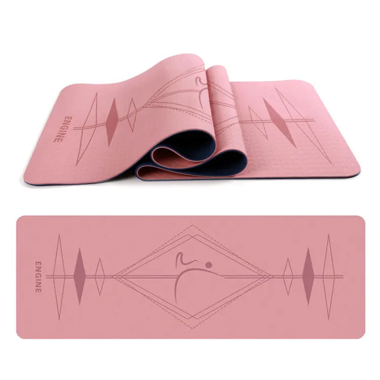 Оптовая продажа, индивидуальный логотип двигателя, персонализированный портативный переработанный набор пилатеса, экологически чистый коврик для йоги из ТПЭ с линией тела