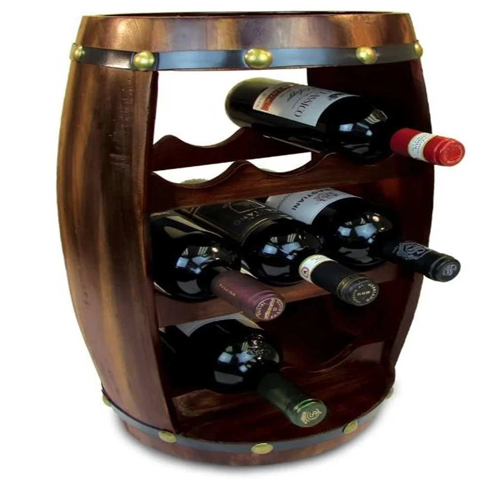 Wooden Wine Barrel,Capacity 8 Bottles,Decorative Barrelshaped Wine Rackwine Barrel Collection