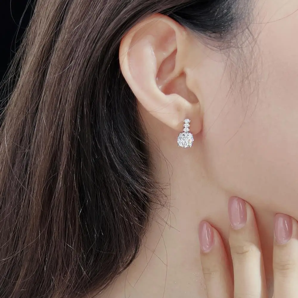 KAKODIY Fine Jewelry Round Zircon Pendant Earrings Fashion 925 Sterling Silver Anti Discoloration Women's Earrings detail 2