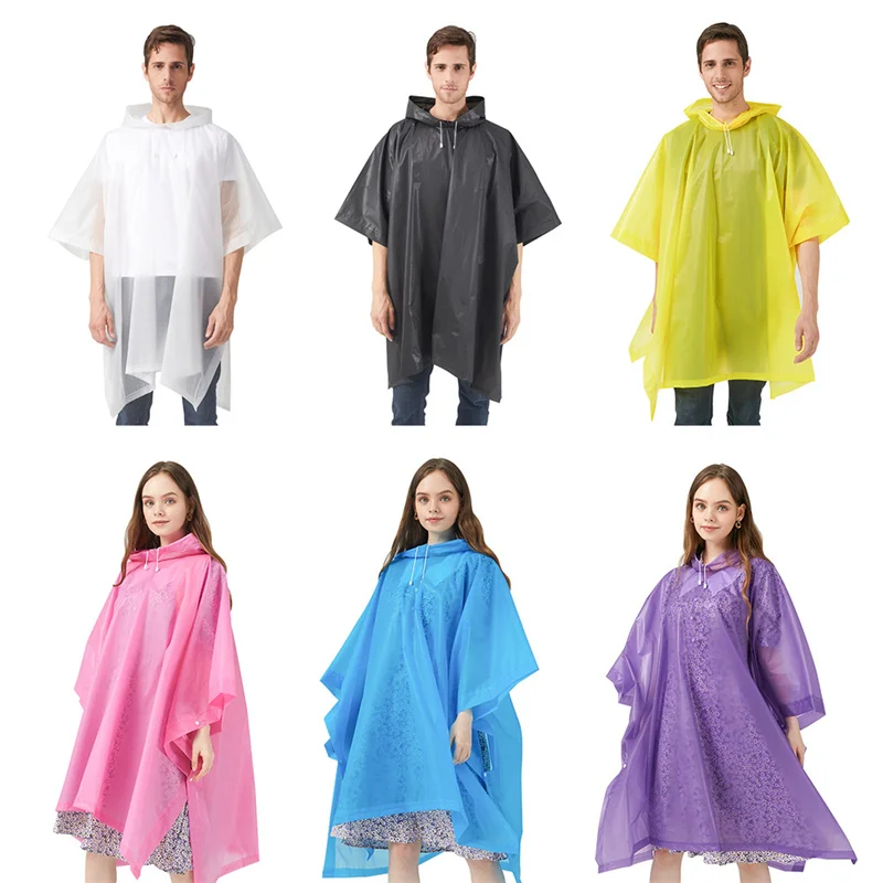 High Quality Reusable Cheap Custom logo Printed PVC EVA Rain Coat Waterproof Raincoat Rain Poncho