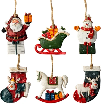 Custom 2024 home decoration Christmas Tree Ornaments Santa Claus snowman Christmas Stocking Sleigh statue hanging ornaments