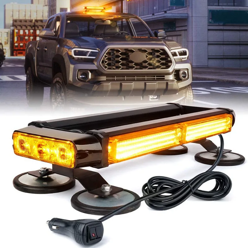 LRTER 34inch 166 LED Emergency Rooftop Strobe Lights Bar Flashing Safety Traffic Advisor Warning Hazard Snow Plow Light W/Magnet Base For Work Trucks Vehicles Construction Tow Pickup Amber In | Whizz - Foto 8
