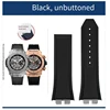 Cinturino nero per orologio, senza fibbia.
