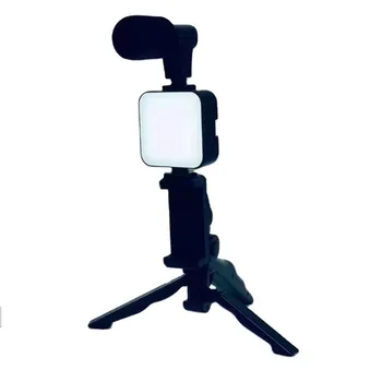 ay-49 teléfono inteligente y cámara vlogging kits de estudio de fotografía de  vídeo con micrófono led llenar luz mini trípode