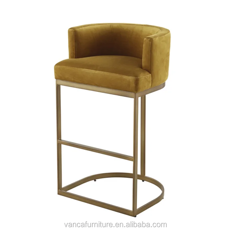 Бархатный бархатный стул нового дизайна для винного бара, металлический стул для дома