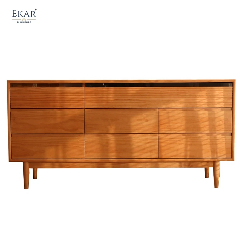 product modern creative new design chinese style bedroom wood chest of drawers solid wood and metal plywood panel birch material-63