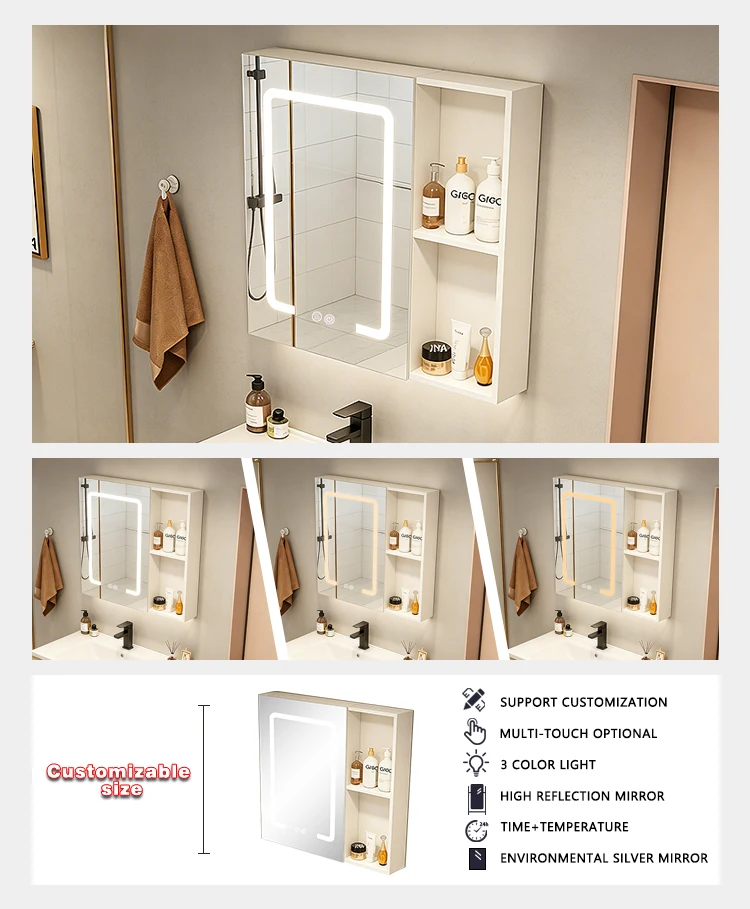 product smart wall mounted medicine storage mirror cabinets modern vanity bathroom cabinet with mirror bathroom for hotel-4