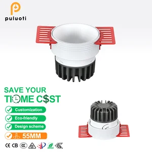 Modern-style Recessed Pre-installed Edgeless Aluminum LED Downlight, 55mm 8W 3000K-4000K, Full-spectrum Eye-friendly Spotlight