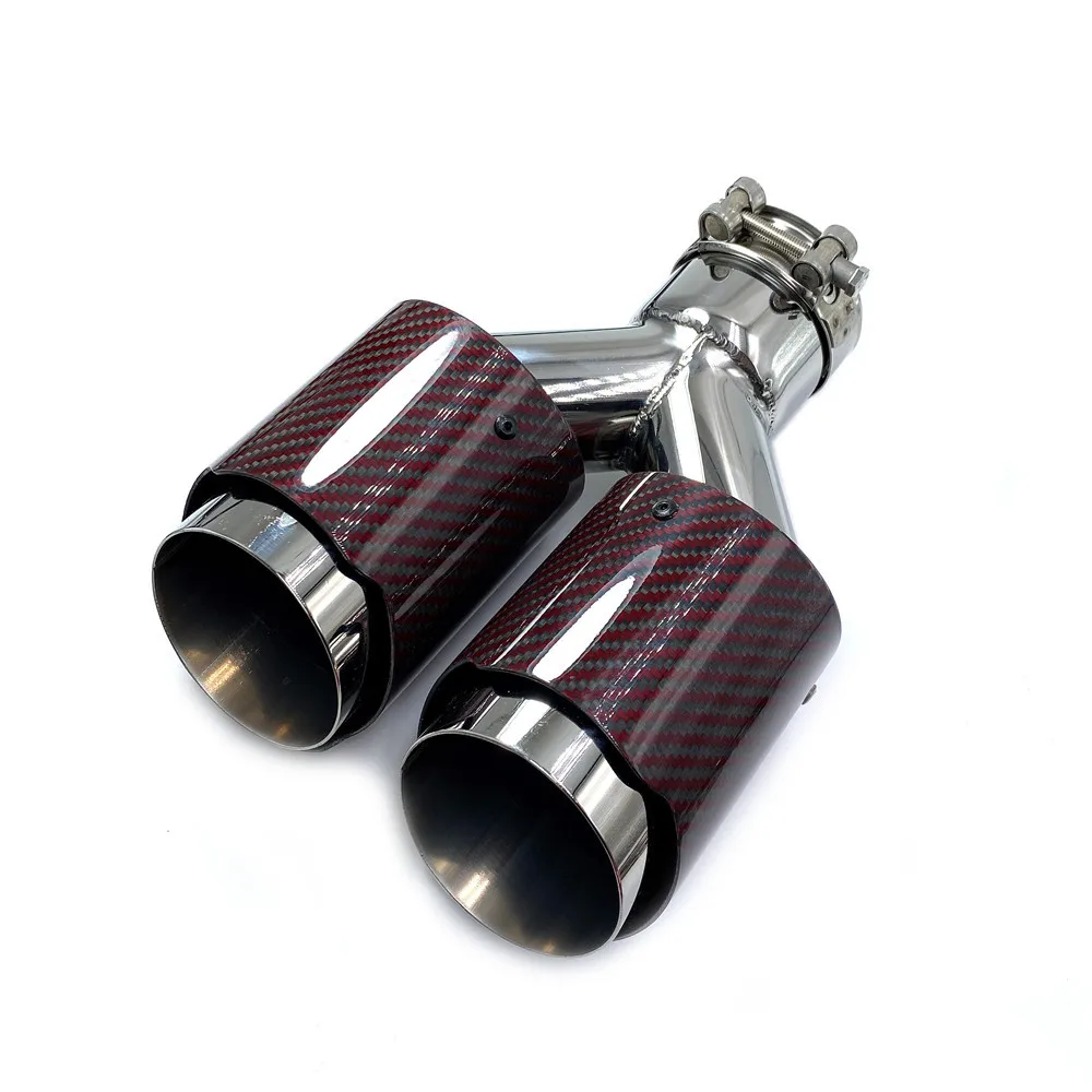 Car Modification Remus Universal Dual Sandy Automobile Exhaust Pipe Muffler Tip Red Carbon Fiber Series Car Exhaust Tip Muffler