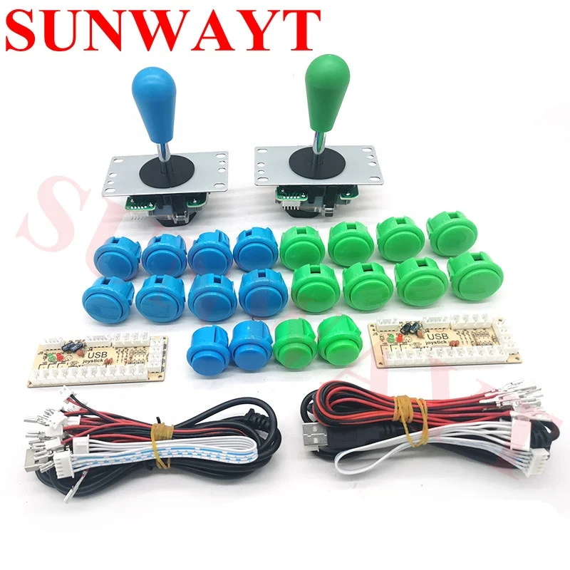 Kit Arcade Fai-da-te 2 Giocatori – 2 Encoder USB Zero Delay, 2 Joystick E 20 Pulsanti LED Rosso/Blu Per MAME E PC