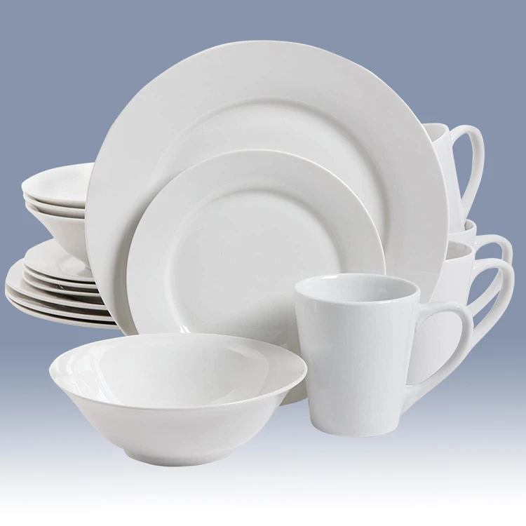 Plates　Home　Set　White　Round　Dinner　Bone　16pcs　pieces　16　Dinnerware　For　Dinner　Luxury　Set　china　Restaurant|