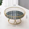 Large green gold pattern fruit basket