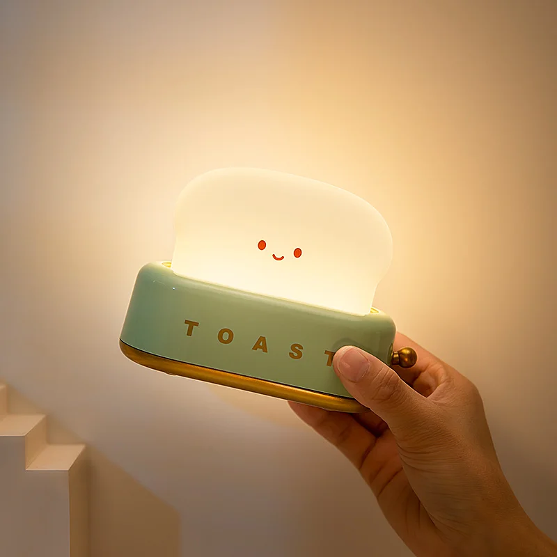 Creative LED Bread Maker Night Light USB Charging Dimming Table Night Light Student Fun Switch Bedside Mood Light for Girl Gift