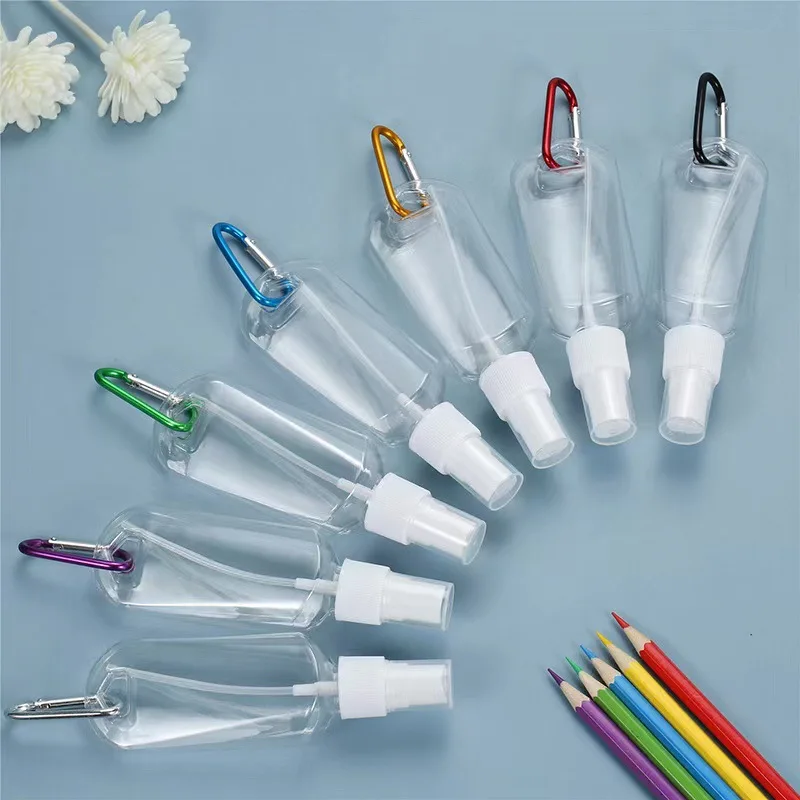 Wholesale 30ml 50ml 60ml Transparent Plastic Hand Sanitizer Bottle With Hook