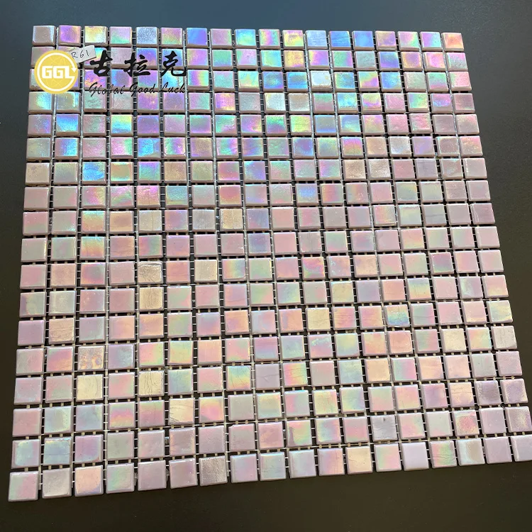 Iridescent Pink Tile Pool Swimming Tiles Hot Melt Glass Mosaic