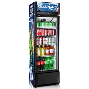 288L Hot Sale Glass Door Beverage Showcases Commercial Refrigerator Energy Efficient Adjustable Thermostat